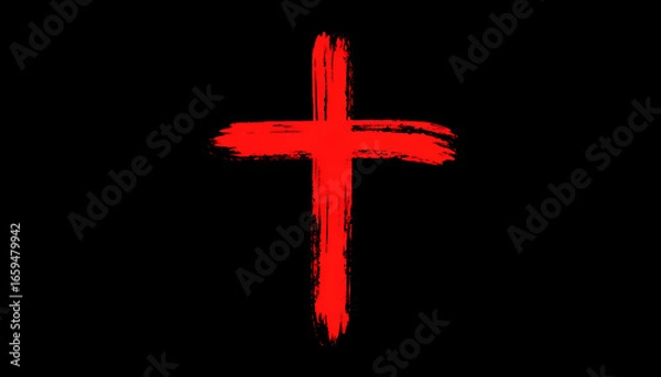Fototapeta Red Cross with grunge texture, and black.
