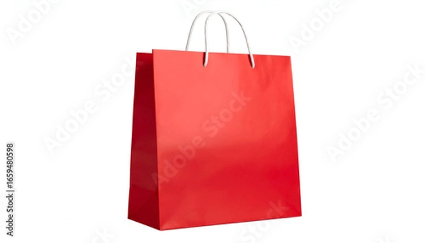 Fototapeta Red Shopping Bag with White Handles.