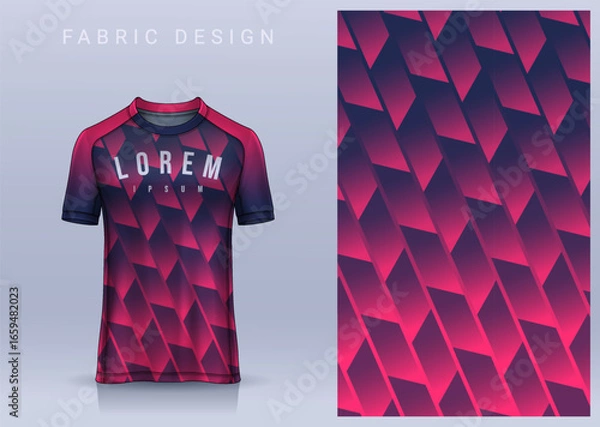 Obraz Fabric textile design for Sport t-shirt, Soccer jersey mockup for football club. uniform front view.	