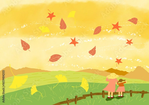 Obraz 高原の秋　家族2