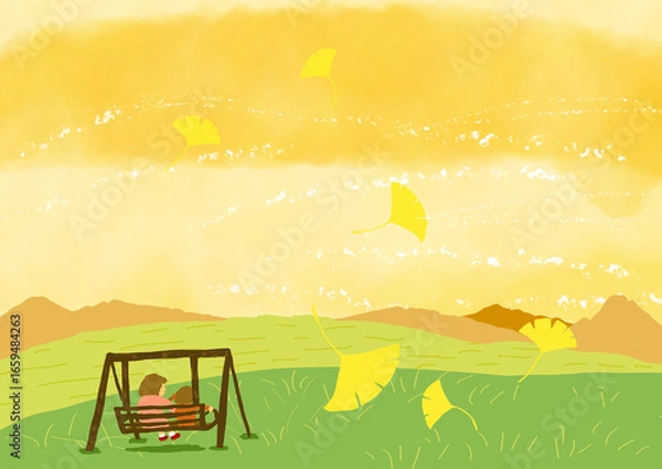 Obraz 高原の秋家族1