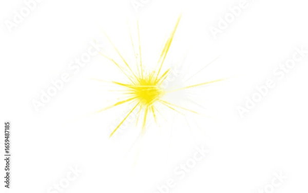 Fototapeta Light effect burst with yellow rays on white background
