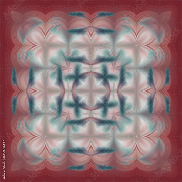Fototapeta Futuristic pattern of colorful mandala. Beautiful background for design, print, web, batik.