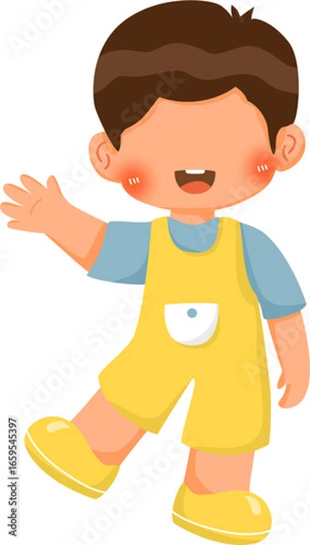 Obraz Cute and playful cartoon boy, vector illustration