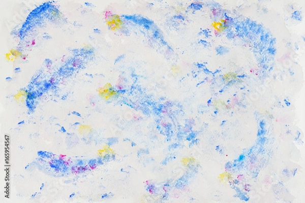 Fototapeta Abstract watercolor hand drawn image, painting with spray, spots, splashes with paper texture. Modern pattern, wallpaper, banner design