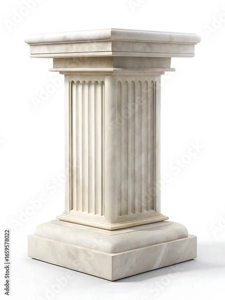 Fototapeta White marble column with a square base
