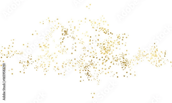 Fototapeta Spray gold, Abstract colorful splashes background.Pieces flakes of golden flakes shimmer, gold foil on png transparent background. Shiny gold Abstract png design element. Premium design wedding card.