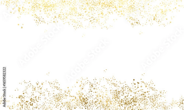 Fototapeta Golden abstract grunge background.Gold sparkle splatter border. Gold stars random luxury sparkling confetti ,gold foil for wedding invitation.Edging in the form of golden sand glitter and splashes.