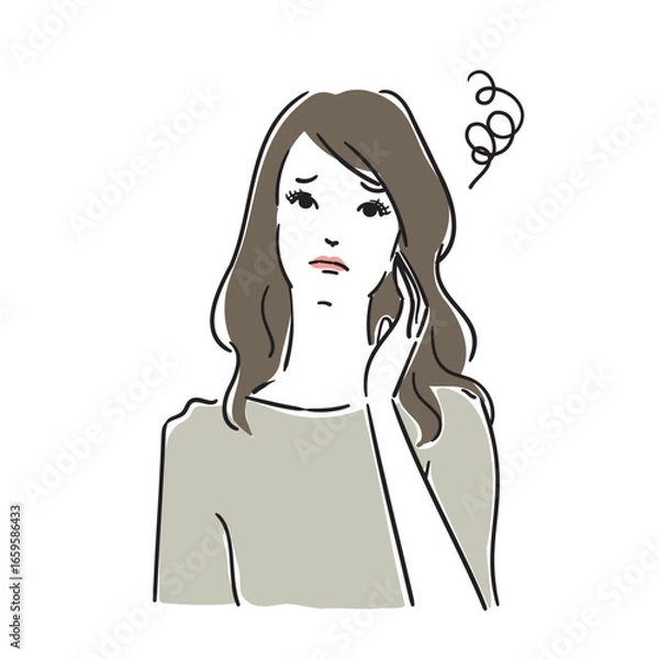 Obraz 悩んでいる綺麗な女性上半身