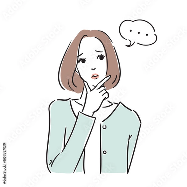 Obraz 悩んでいる綺麗な女性上半身