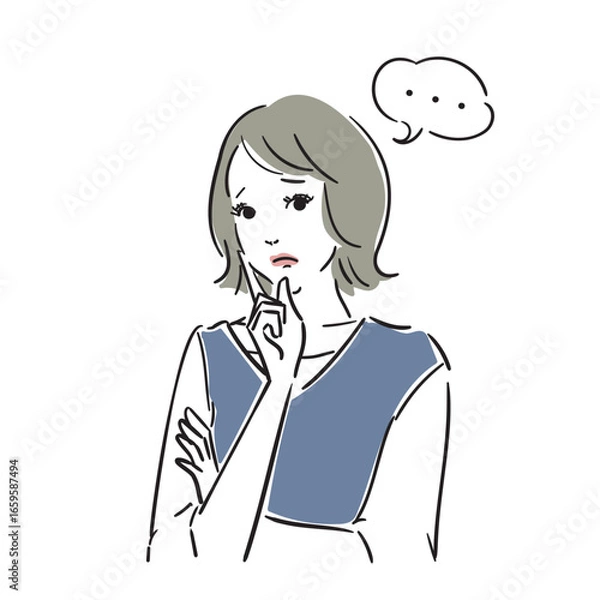 Obraz 悩んでいる綺麗な女性上半身