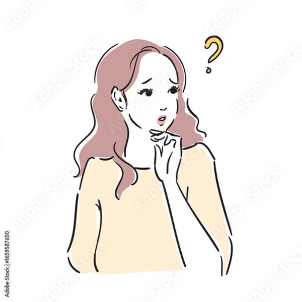 Obraz 悩んでいる綺麗な女性上半身