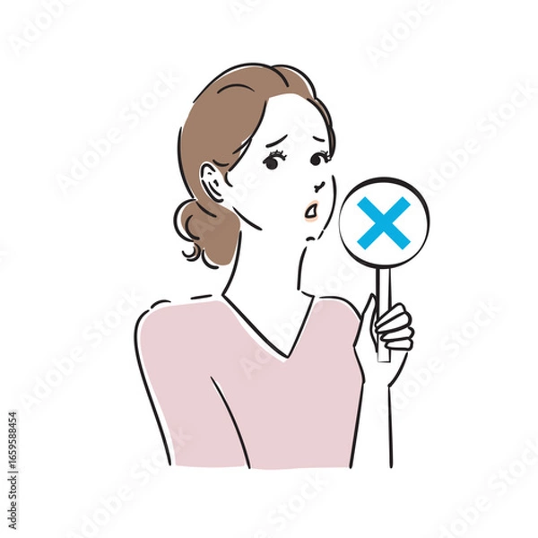 Fototapeta 正解か不正解か札でジャッジする綺麗な女性