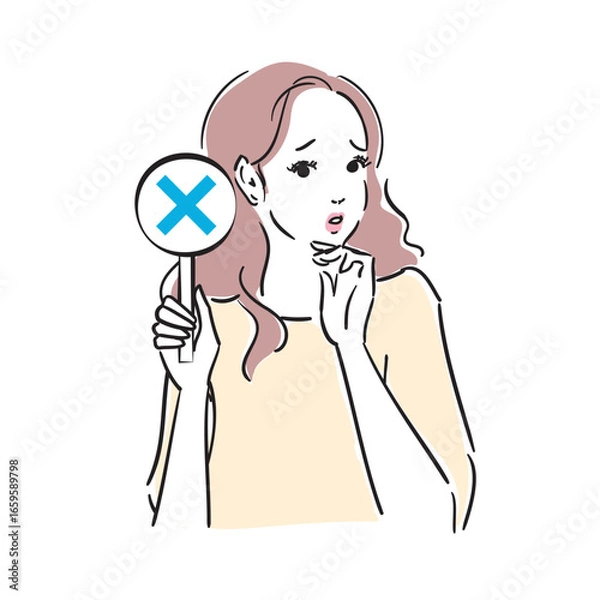 Obraz 正解か不正解か札でジャッジする綺麗な女性