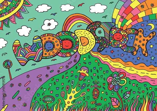 Obraz Graphic image with woodstock word