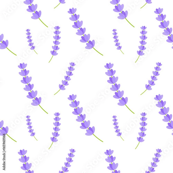 Fototapeta Lavender Flower Seamless Pattern Vector Illustration