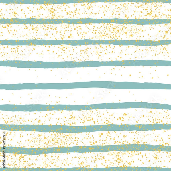 Fototapeta Tile vector pattern with pastel mint green and white stripes and golden dust background