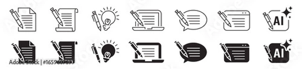 Obraz Copywriting icon set. Editable stroke linear icon collection vector illustration.
