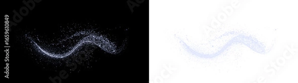 Fototapeta Bokeh, dust, glistering, blue, sparkling trail create elegant shine. PNG stardust swirl sparkles in Overlay with transparent glow. Luxury fantasy PNG perfect for wedding, dreamy and celebration design