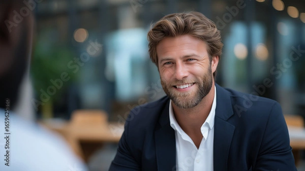 Fototapeta Diverse financial advisor consulting client in modern office environment