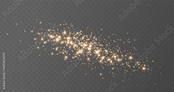 Fototapeta Gold glitter light background. Star particle bg. Magic dust frame. Christmas Holiday golden confetti. Fairy bulb. Glow shine bokeh. Winter Celebration banner. Luxury party. Vector illustration