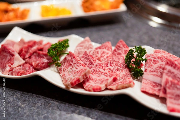 Fototapeta 但馬牛の美しい霜降り肉