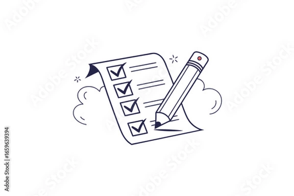 Obraz Checklist icon vertical outline list with three task items