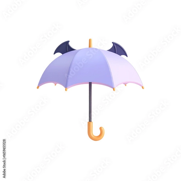 Fototapeta A simple purple umbrella provides protection from the wet weather, halloween design, kawaii style, white background