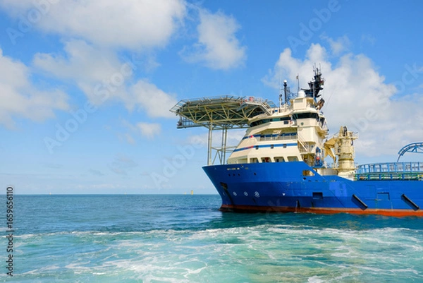 Fototapeta DP3 Cable Laying Vessel with Helideck and Crane for Offshore Renewable Energy Projects