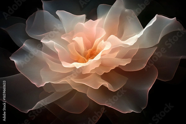 Fototapeta Soft pink rose fractal with glowing edges creates a mesmerizing visual pattern