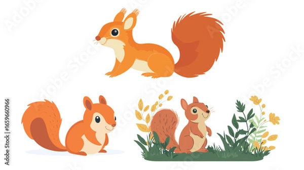 Obraz Cute Squirrel Vector Illustration – Adorable Cartoon Style
