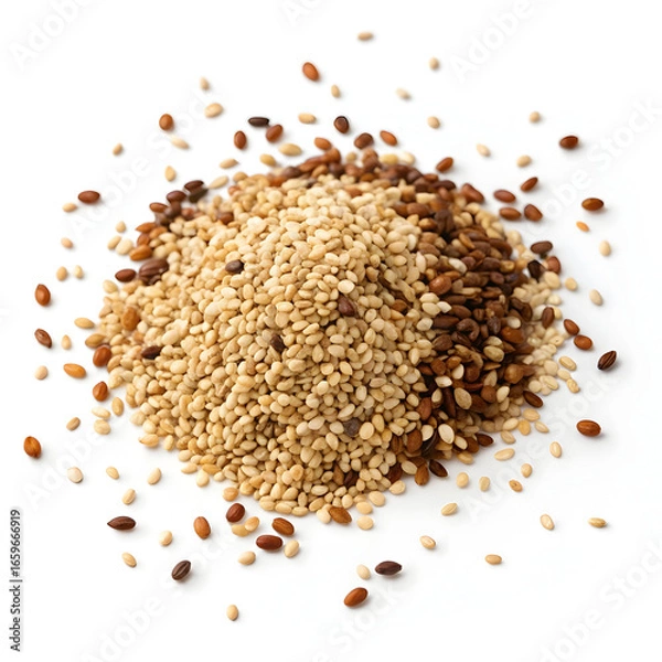 Fototapeta Dried sesame seeds are tiny, oil-rich seeds with a nutty flavor, widely used in cooking, baking