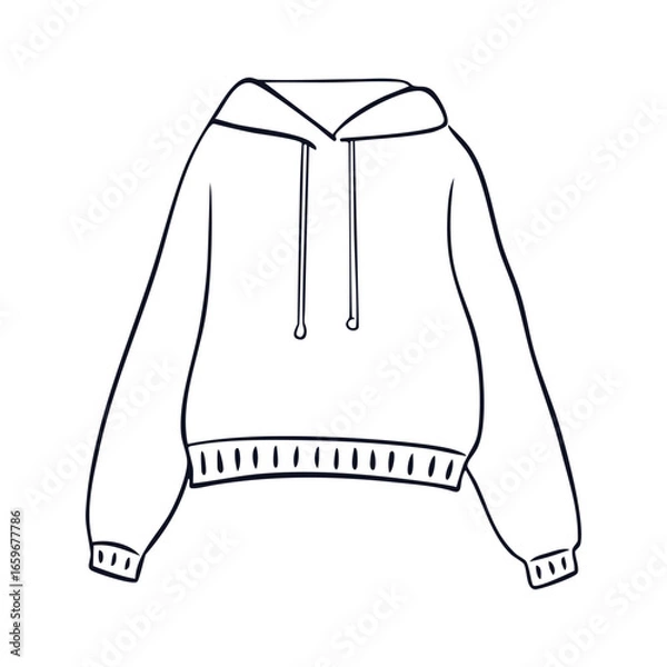 Fototapeta Sweater. Simple line art illustration of a cozy knitted sweater, perfect for winter or autumn fashion designs, apparel templates, or warmth-related concepts. Vector illustration