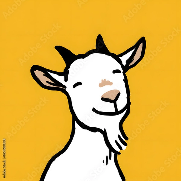 Fototapeta A goat is smiling and looking at the camera