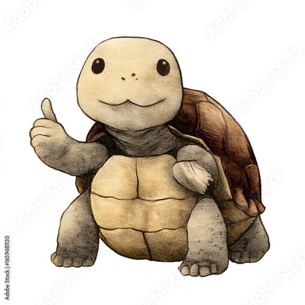 Obraz A turtle is sitting on a white background