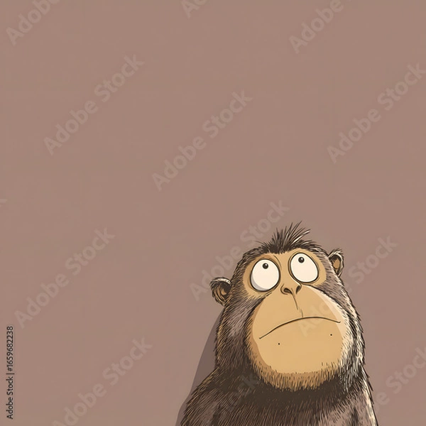 Obraz A cartoon monkey with a surprised expression