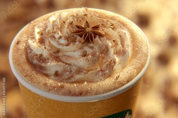 Fototapeta Close-up pumpkin spice latte