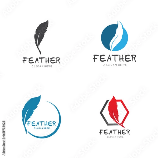 Obraz Feather pen logo and symbol vector image