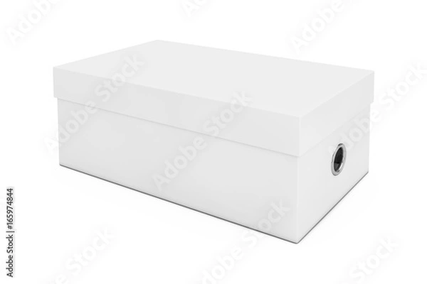 Fototapeta White Blank Cardboard Shoe Box Mockup for your Design. 3d Rendering