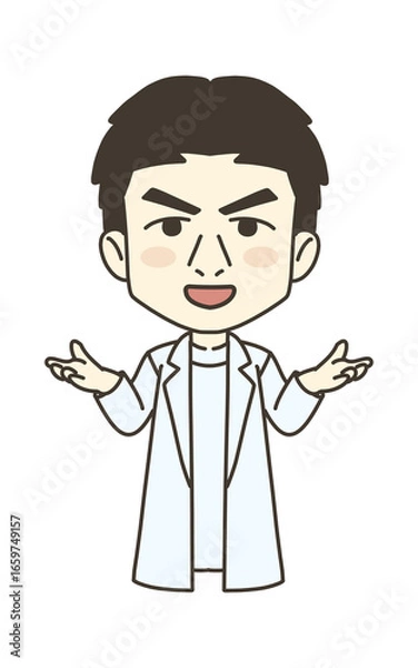 Obraz 医療従事者の人物　イラスト素材　医師　説明