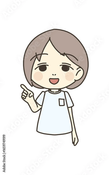 Obraz 医療従事者の人物　イラスト素材　看護師　指差し