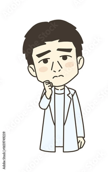 Obraz 医療従事者の人物　イラスト素材　医師　悩む