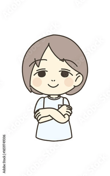 Obraz 医療従事者の人物　イラスト素材　看護師　腕組み