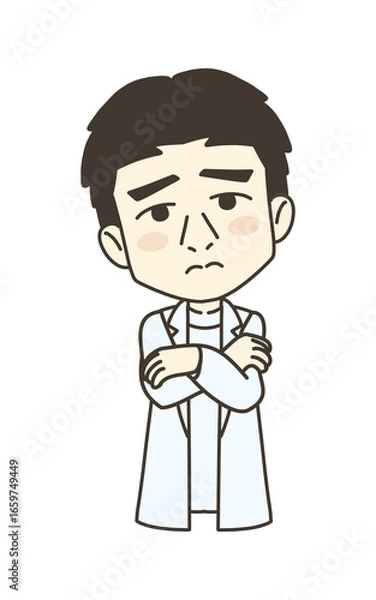 Obraz 医療従事者の人物　イラスト素材　医師　困る