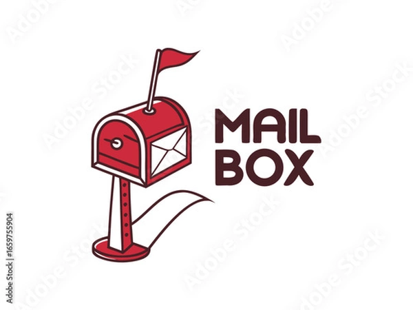 Fototapeta Cute, stylized illustration of a mail box. A simple, hand-drawn vector graphic of a mail box, perfect for branding, logos, or social media posts.