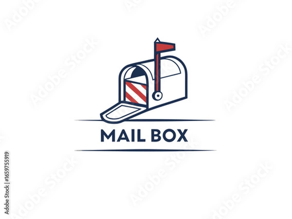 Fototapeta Cute, stylized illustration of a mail box. A simple, hand-drawn vector graphic of a mail box, perfect for branding, logos, or social media posts.