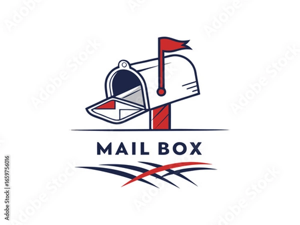 Fototapeta Cute, stylized illustration of a mail box. A simple, hand-drawn vector graphic of a mail box, perfect for branding, logos, or social media posts.