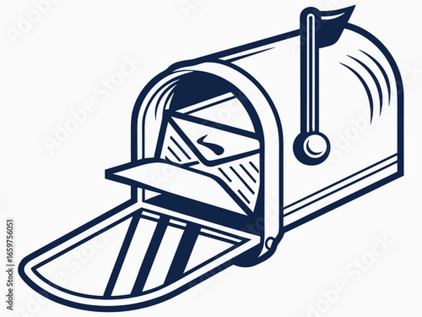 Fototapeta Cute, stylized illustration of a mail box. A simple, hand-drawn vector graphic of a mail box, perfect for branding, logos, or social media posts.