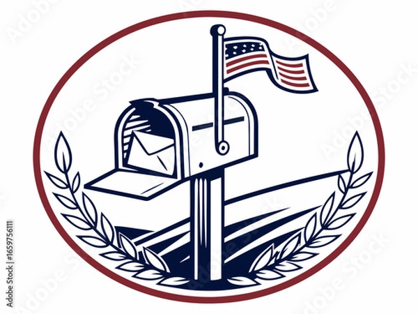 Fototapeta Cute, stylized illustration of a mail box. A simple, hand-drawn vector graphic of a mail box, perfect for branding, logos, or social media posts.