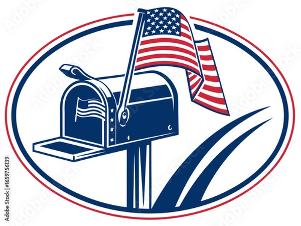 Fototapeta Cute, stylized illustration of a mail box. A simple, hand-drawn vector graphic of a mail box, perfect for branding, logos, or social media posts.